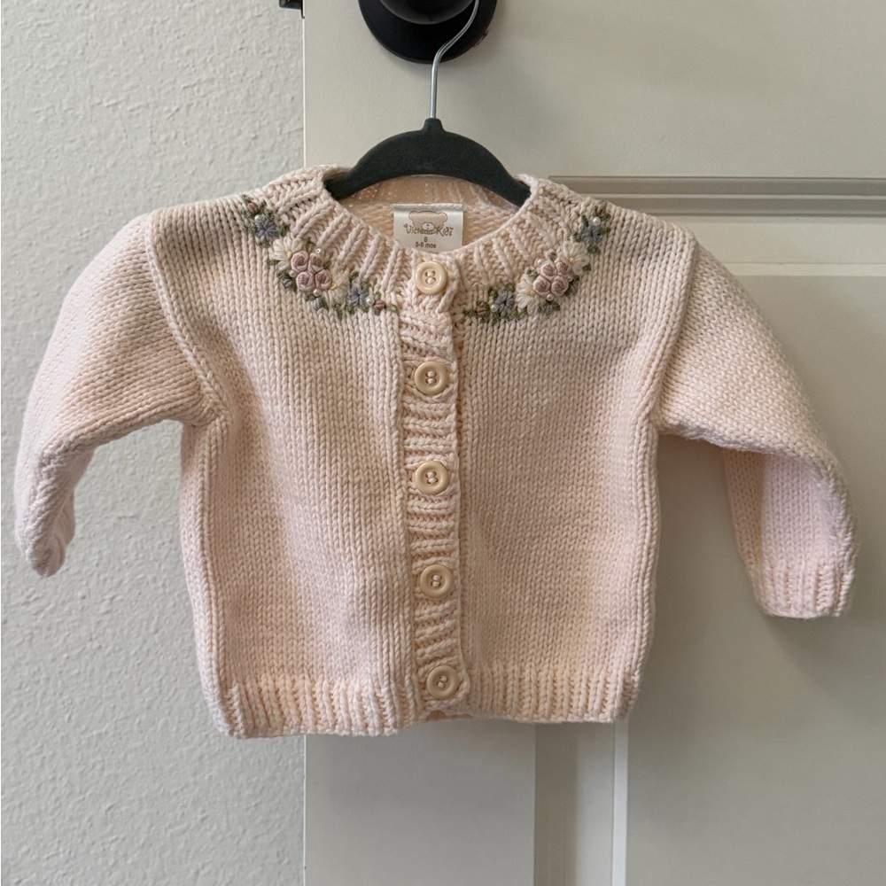EUC Victoria Kids Baby Pink Knit Cardigan (3-6 months)